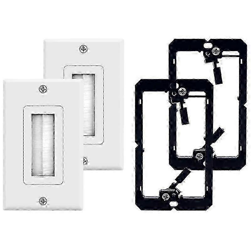 2-Pack Brush Wall Plate with Single Gang Low Voltage Mounting Bracket Cable Pass Through Insert for Edition 0703