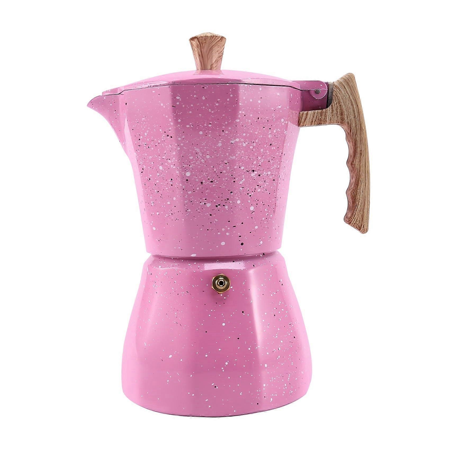 300ml Pink Moka Pot Stovetop Coffee Maker for SmallBatch Espresso and Latte Brewing