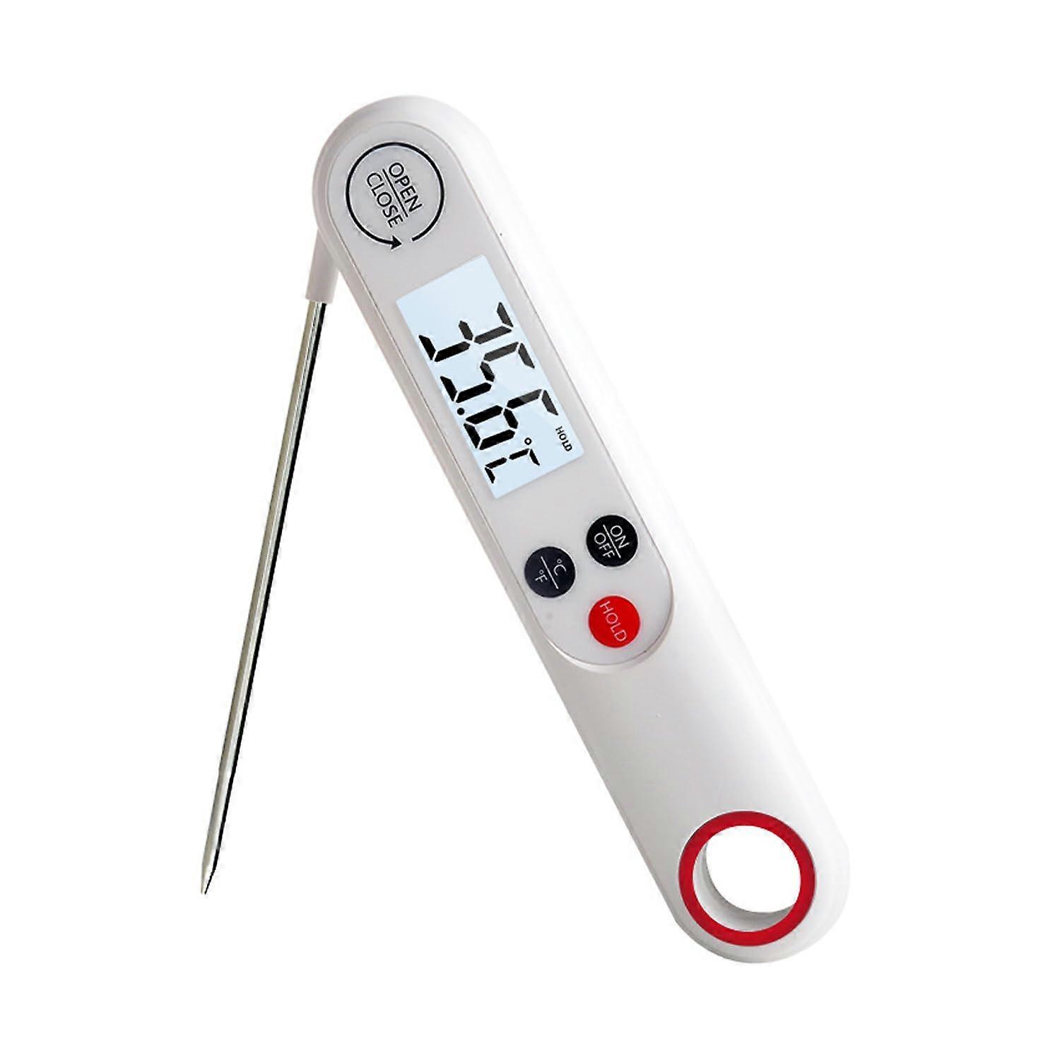 Digital Meat Thermometer Instant Read with Backlit LCD and Foldable Probe for Cooking BBQ White