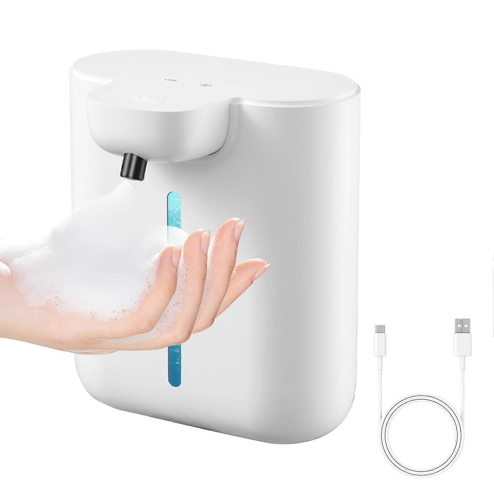 Automatic Soap Dispenser 500ML Touchless Foaming with 4Level Control, Rechargeable Wall Mount White