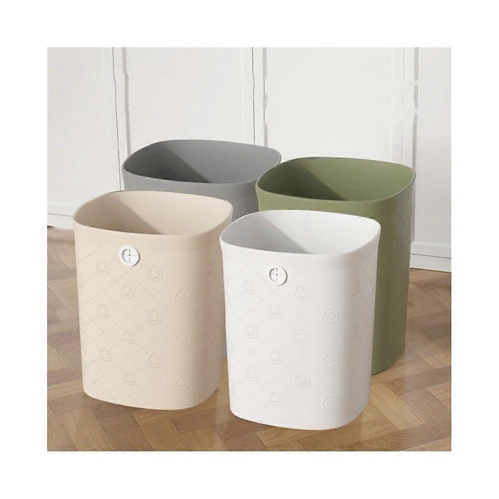 Plastic Trash Can for Kitchen and Office, Square Waste Bin Without Lid, Large 4 Pack
