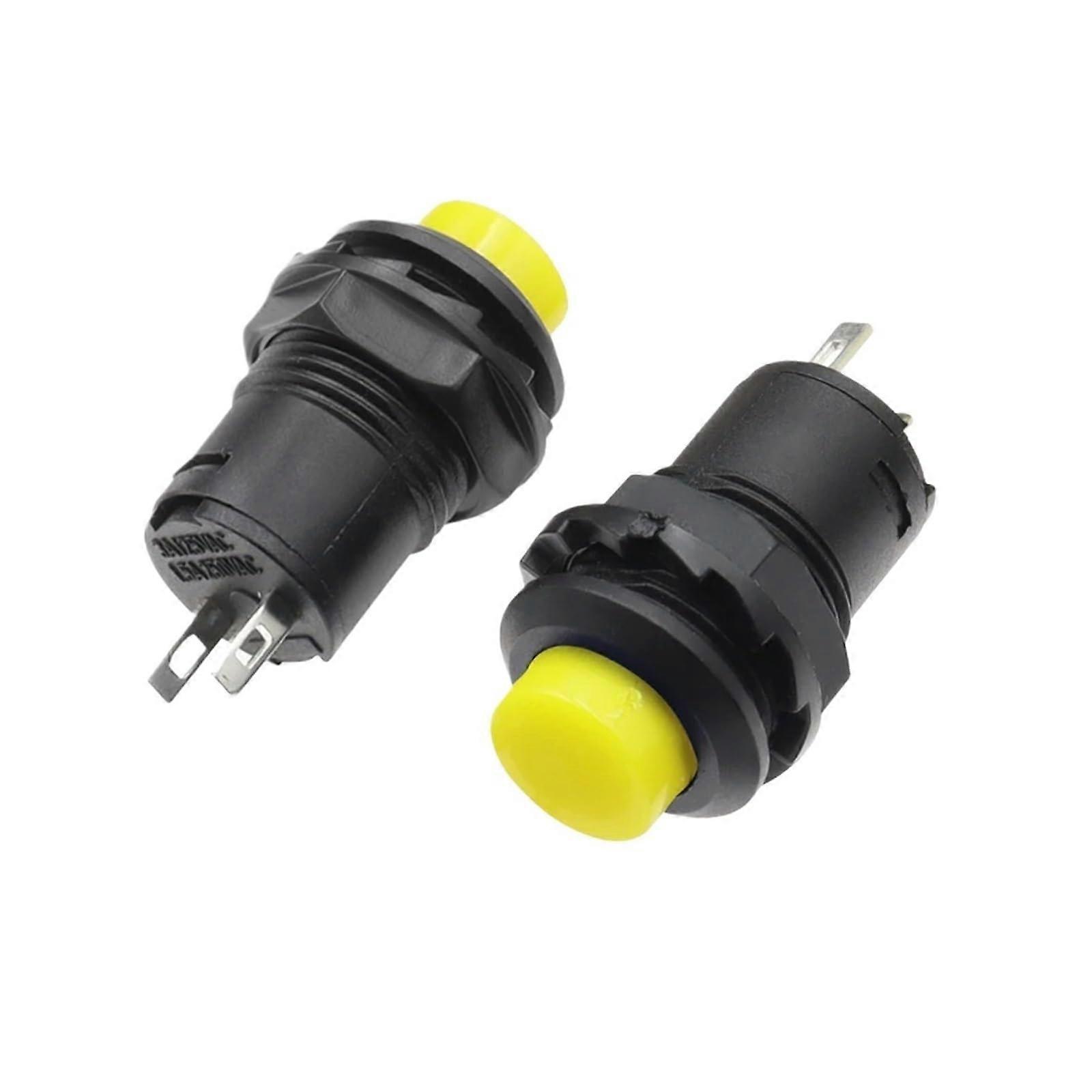 6PCS 12mm Yellow Self Locking Push Button Switch ON OFF 3A 125V DS228 DS428