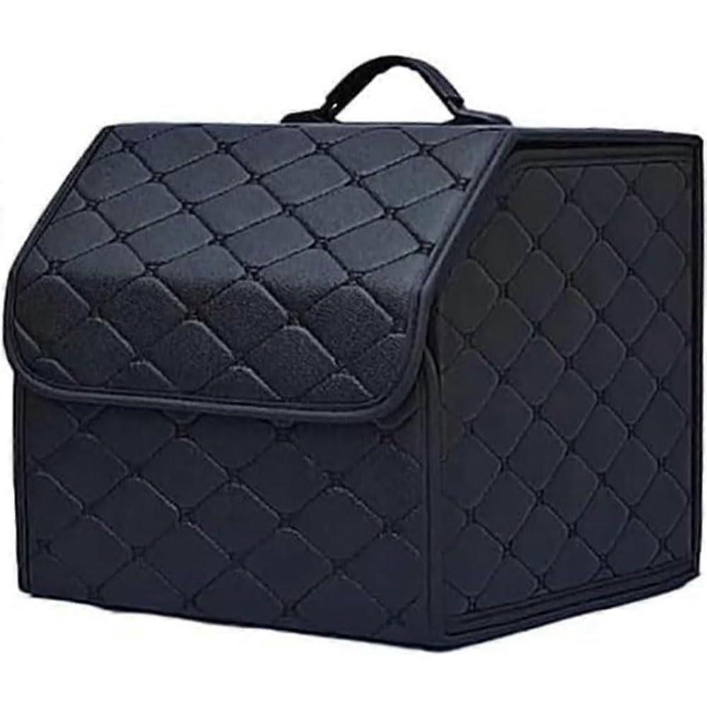 Leather Foldable Car Trunk Organizer Waterproof Boot Storage Box for Citroen C1C6 Black