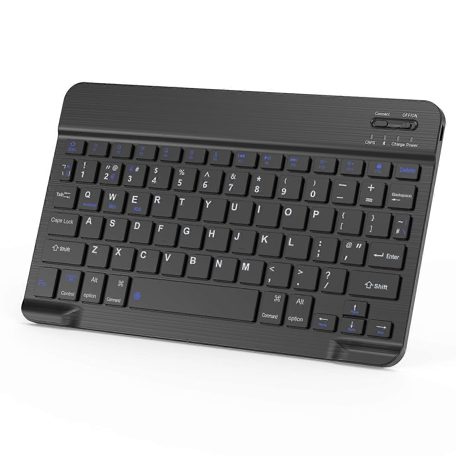 Bluetooth Keyboard UK Layout Rechargeable Wireless for iPad Windows MultiDevice Silent Keys Black