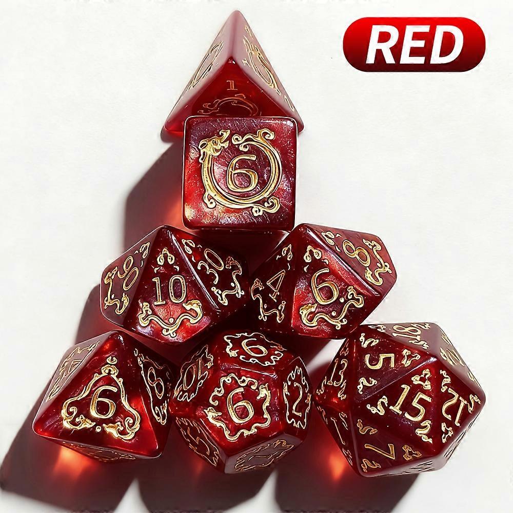 7Pcs Dragon Pattern Polyhedral Dice Set - D&D TRPG Role Playing Game Dice for Gift & Entertainment Accessories