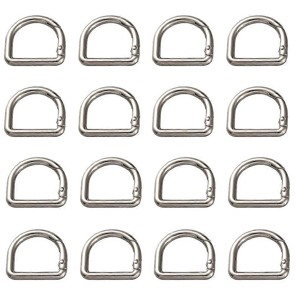 18pcs Alloy Spring Gate Rings D-Shaped Platinum 28x30x4mm