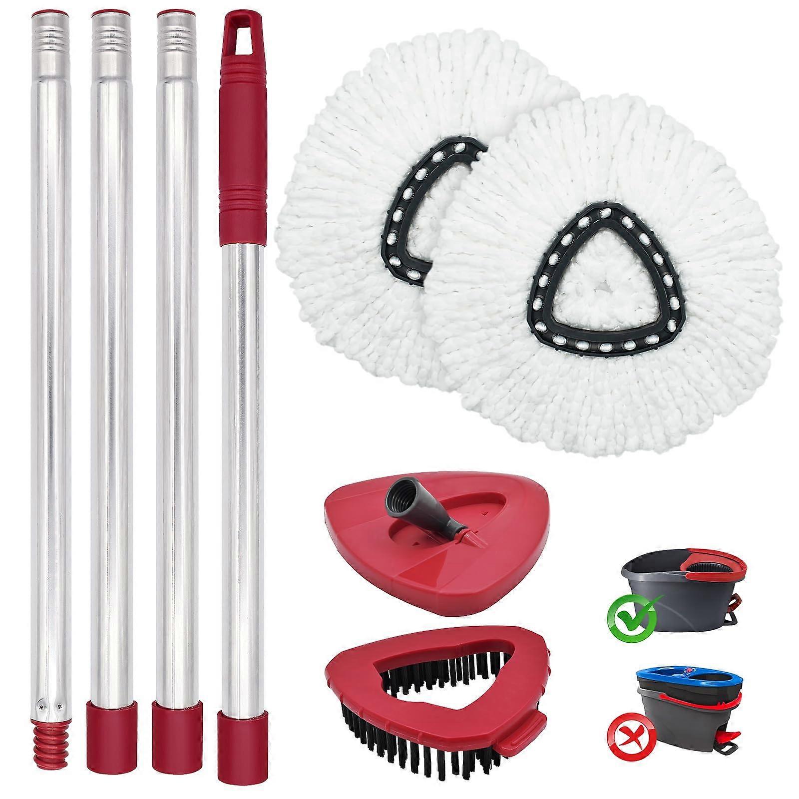 EasyWring Mop Replacement Set with Extendable Stainless Handle and 2 Spin Mop Refills for OCedar