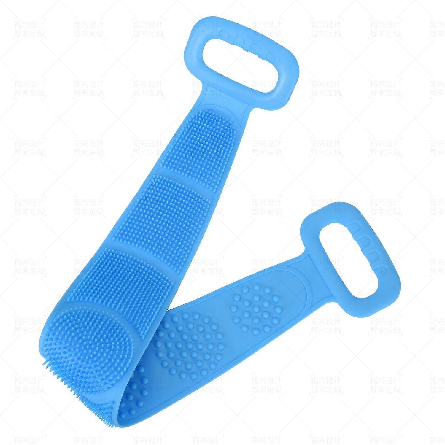 Silicone Back Scrubber for Shower 28.7in Extra Long DualSided Exfoliating Strap with Handles Blue