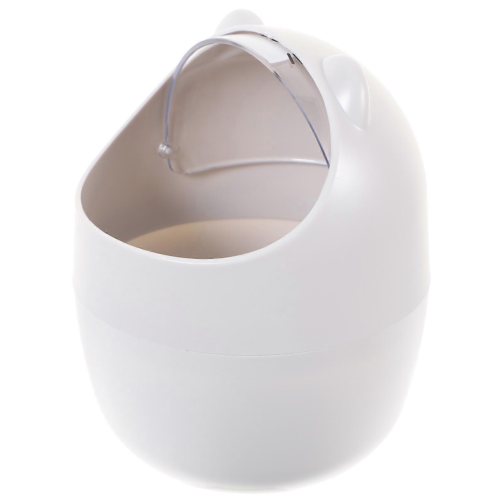 Mini Desktop Trash Can Storage Bucket with Shake Lid 1Pcs Grey Plastic