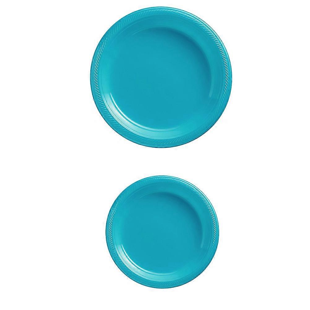 Plastic Dinnerware Sets MultiPurpose Plates Cups Kit Special Celebration Drink Holding Round Shape Blue 1Setof40Pcs