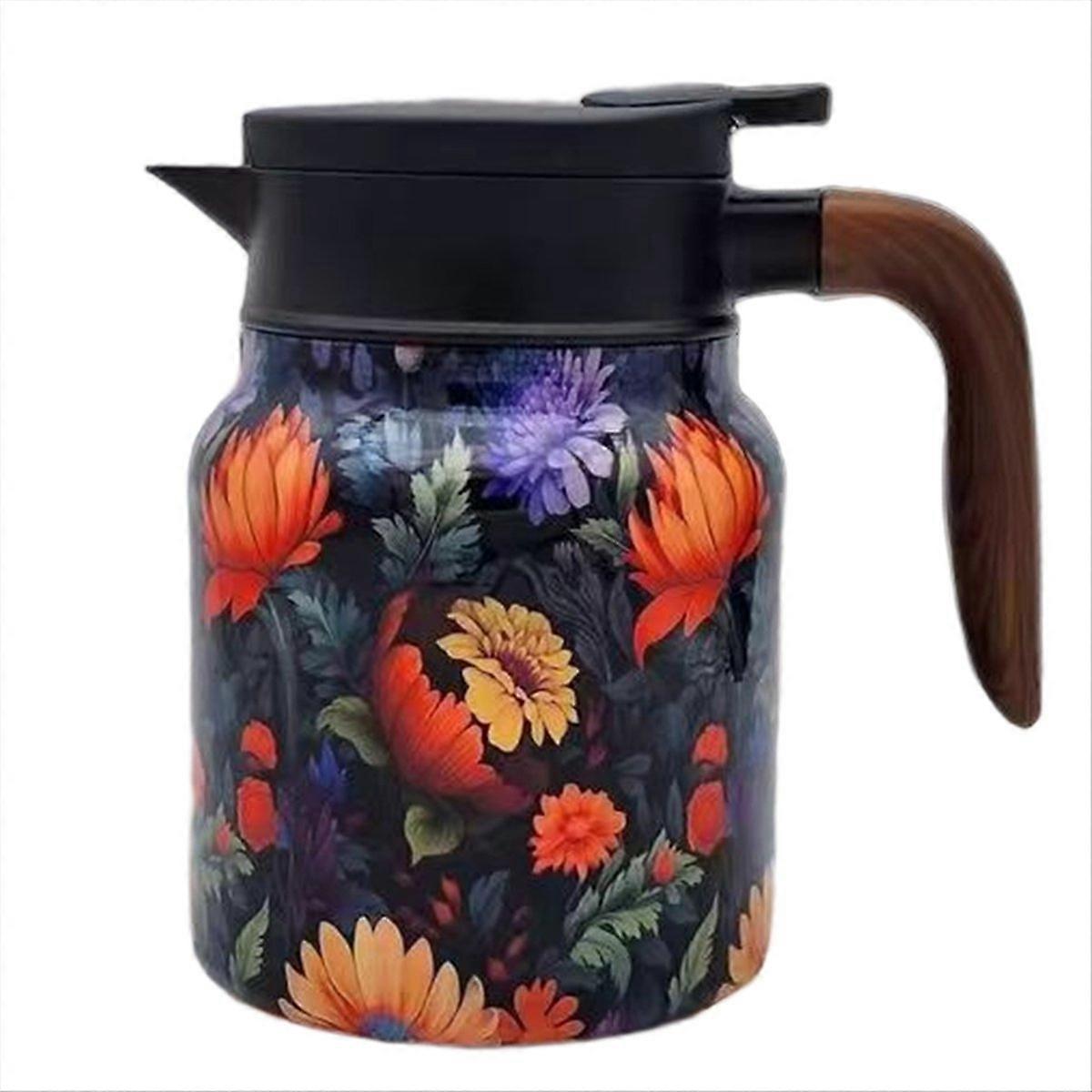 Vintage Floral Pattern Tea Built-in Infuser Orange