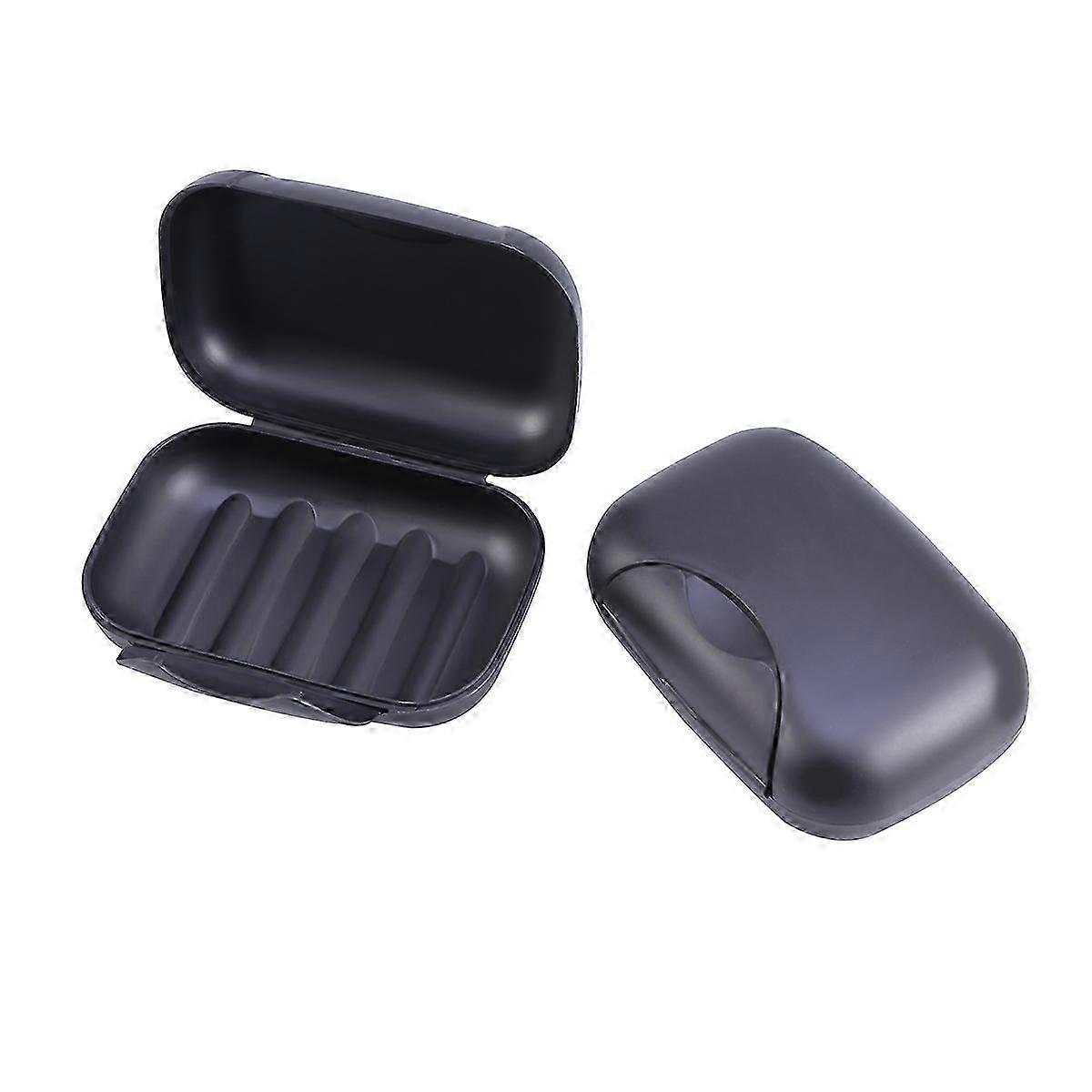 Soap Holder Portable Soap Container compatible Storage 2Pcs Black Practical Box