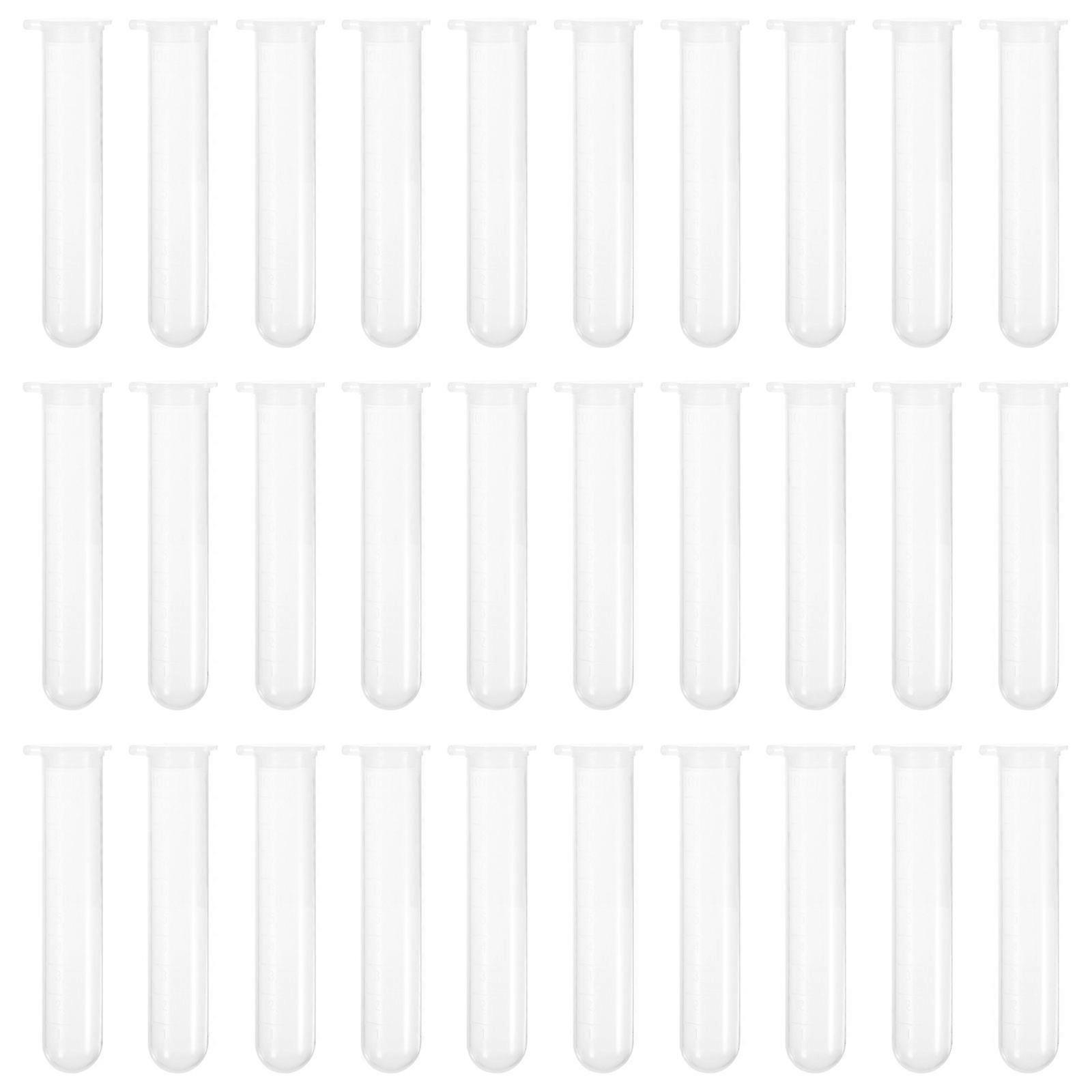 50pcs Test Tubes Sample Testing Tubes Liquids Storage Vials Plastic Testing Tubes with Lid(10ml)