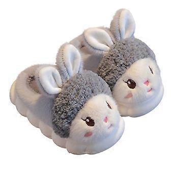 Pantufas infantis, pantufas de inverno para meninas, confortáveis, com sola macia e estampa de desenho animado, para uso diário em casa, pantufas infantis, Z05 Cinza, 4,5-5 anos.