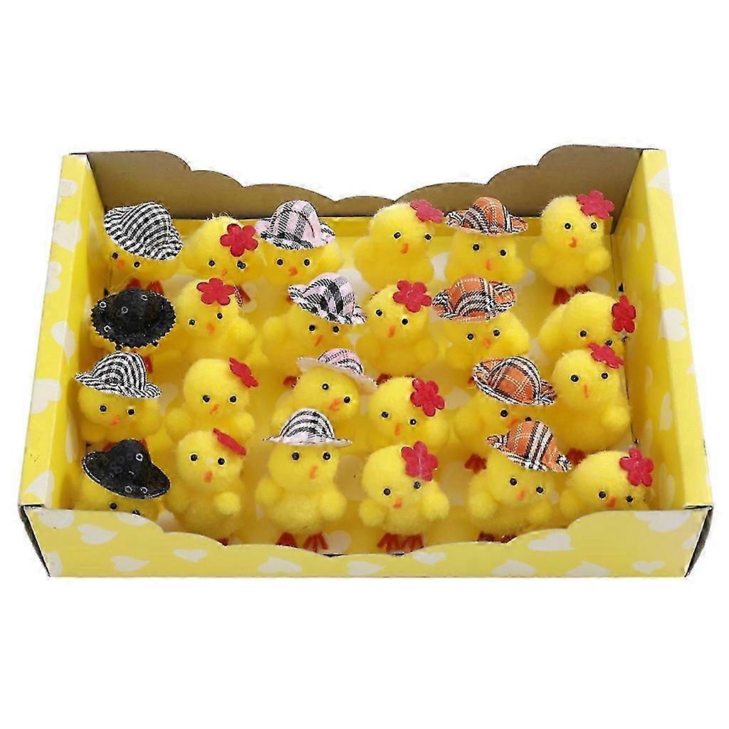12/24pcs Mini Easter Chicks Fluffy Chicken Figurines for Easter Egg Hunt Basket