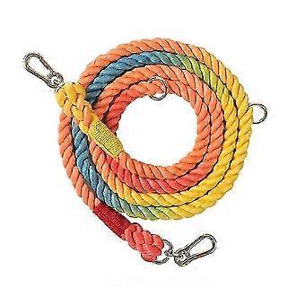Heavy Duty Cotton Dog Leash, Multifunctional Adjustable Ombre Rope compatible with Dogs Of All Sizes, With Removable Clips And Double Swivel Hook