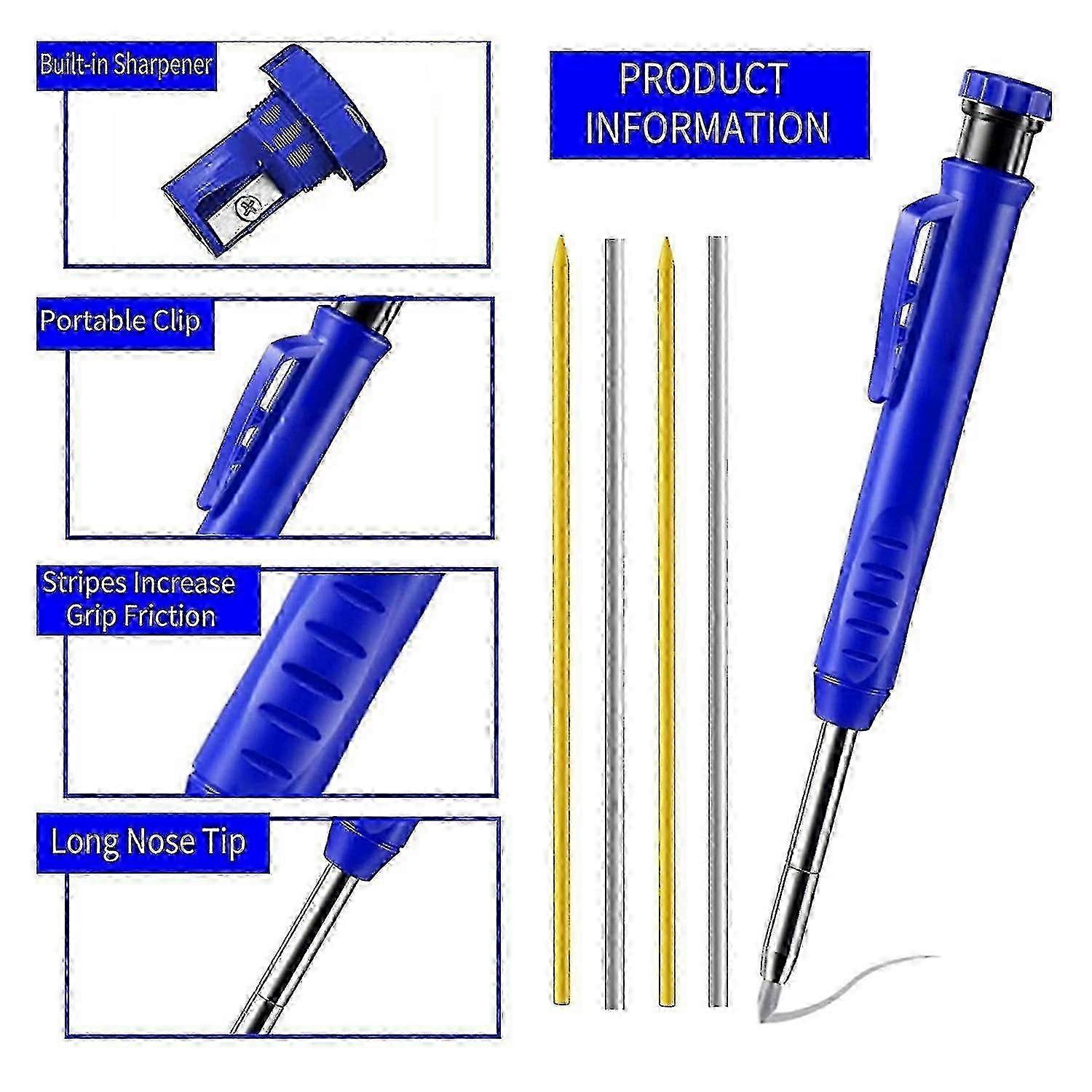 5 Packs Welders Pencil Set with Carbide Scriber Tool Solid Marker Metal Marking Tool Built-in Sharp