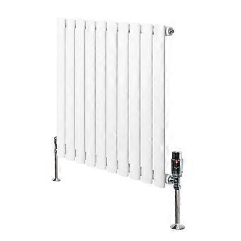 Oval Single Column Radiator 600mm x 600mm & TRV Chrome Valves Modern Designer Single Panel Central