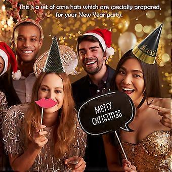 20 pcs Creative New Years Party Hats Cone Hats Decorative Novel Party Supplies Shiny Party Favor for Guest Children (Mixed Pattern)