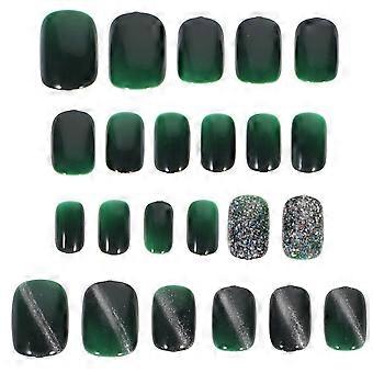 Short Fake Nails Manicure False Nails Green for Decor 1 Box Wearable Accessories