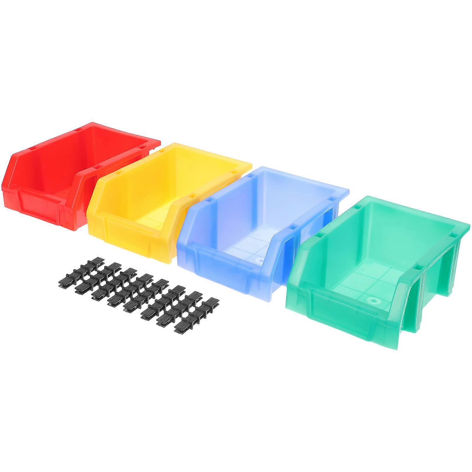 Plastic Storage Boxes Nesting Shelf Bin Boxes for Storage 2Sets Assorted Color