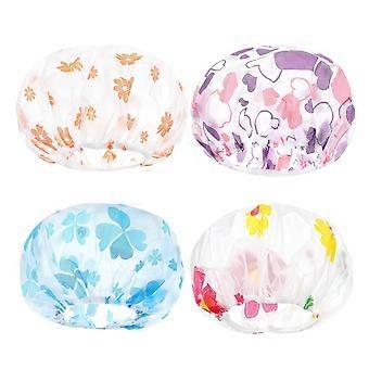 4 Pack Kids Shower Caps for Girls, 11" Reusable Elastic Kids, Baby, Women, Bathroom, Makeup, Travel (Random Colors)