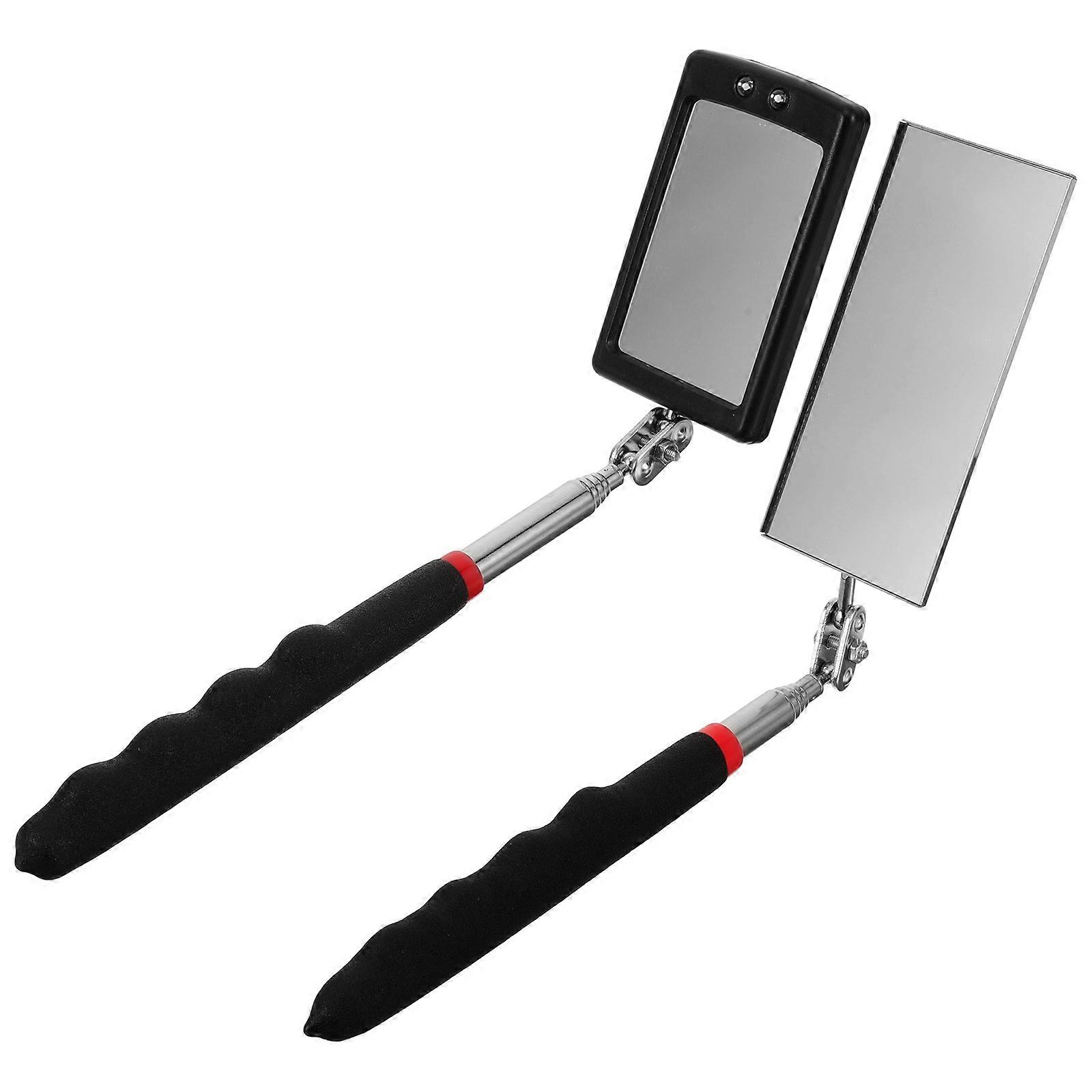 2pcs Auto Inspection Mirror Flexible Telescoping Mirror Square LED Mirror