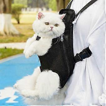 Black 25-26s Cat Backpack Carrier - Mesh Design for Small Pets up to 15Lbs, Perfect for Travel, Hiking, Walking