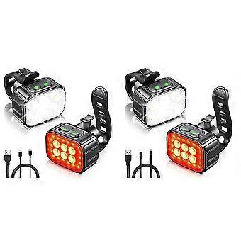 2X Bike Light Set Super Bright,Bike USB Rechargeable LED Light,Bike Light for Night Riding,Bike Fro-Good