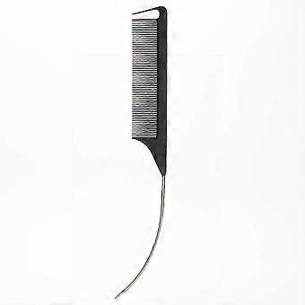Pin Tail Comb with Steel Pins for Hairdressing, Carbon Fiber Hair Styling Tool for Salon and Home