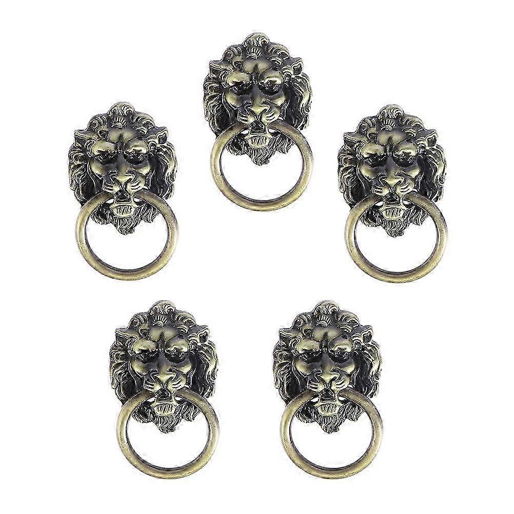 Lion Head Pull Handles, Cabinet Knobs, Zinc Alloy, 5Pcs, Assorted Color