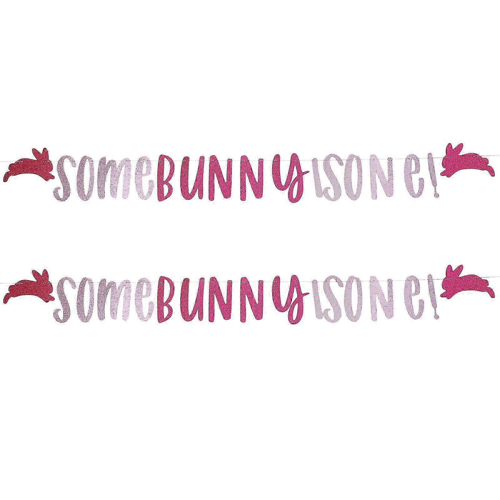 2Pcs Easter Elements Bunting Happy Easter Banner Holiday Party Easter Hanging Banner Ornament