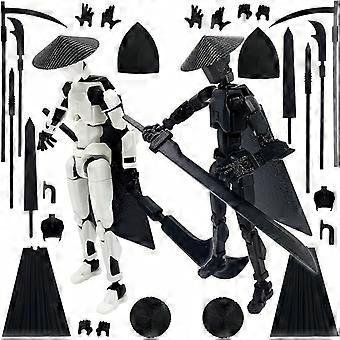 3D Printed Robot Action Figure Set, 13 Poses Collector's Edition Movable Dolls with Hinges, Monochrome Desktop Decor for Collectors