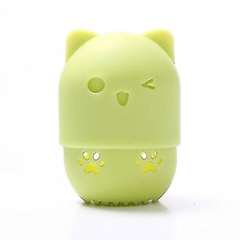 2pcs Cat a forma di silice Gel Spugna Supporto Trucco Antipolvere Puff Holdergreen