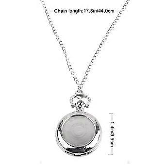 Vintage Retro Pocket Watch Pendant Creative Pocket Watch Necklace Watch for Family Friends (Silver)
