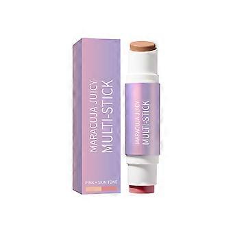 2pcs 2-in-1 Blush & Contour Stick, Pink + Skin Tone, Dual-head, Portable, Creamy, Lightweight, Smooth Application