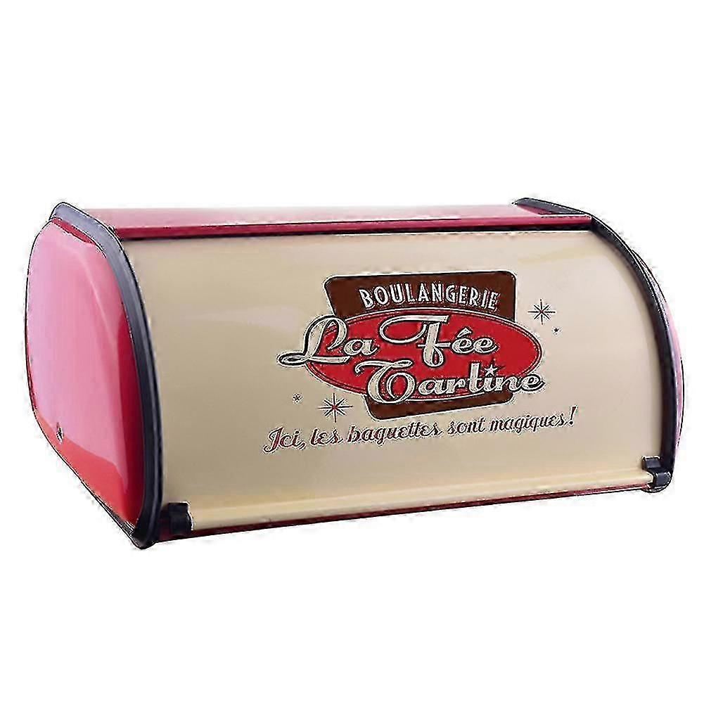 YuJia Metal Bread Box with Roll Top Lid for Kitchen Storage
