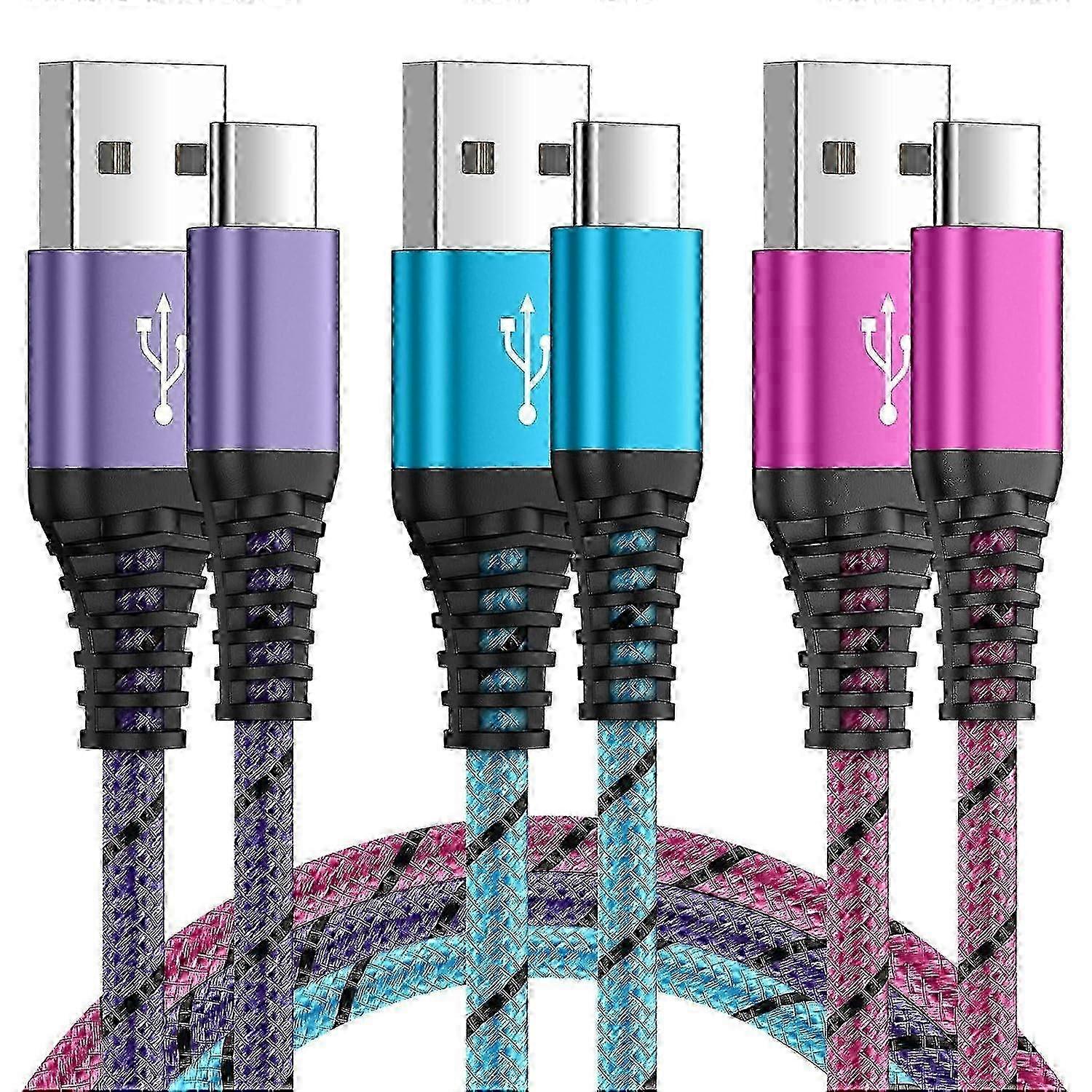 Fast Charging USB C Cable 3-Pack 6FT/1.8M compatible with , Durable Type C Charger Cable with Quick Charge