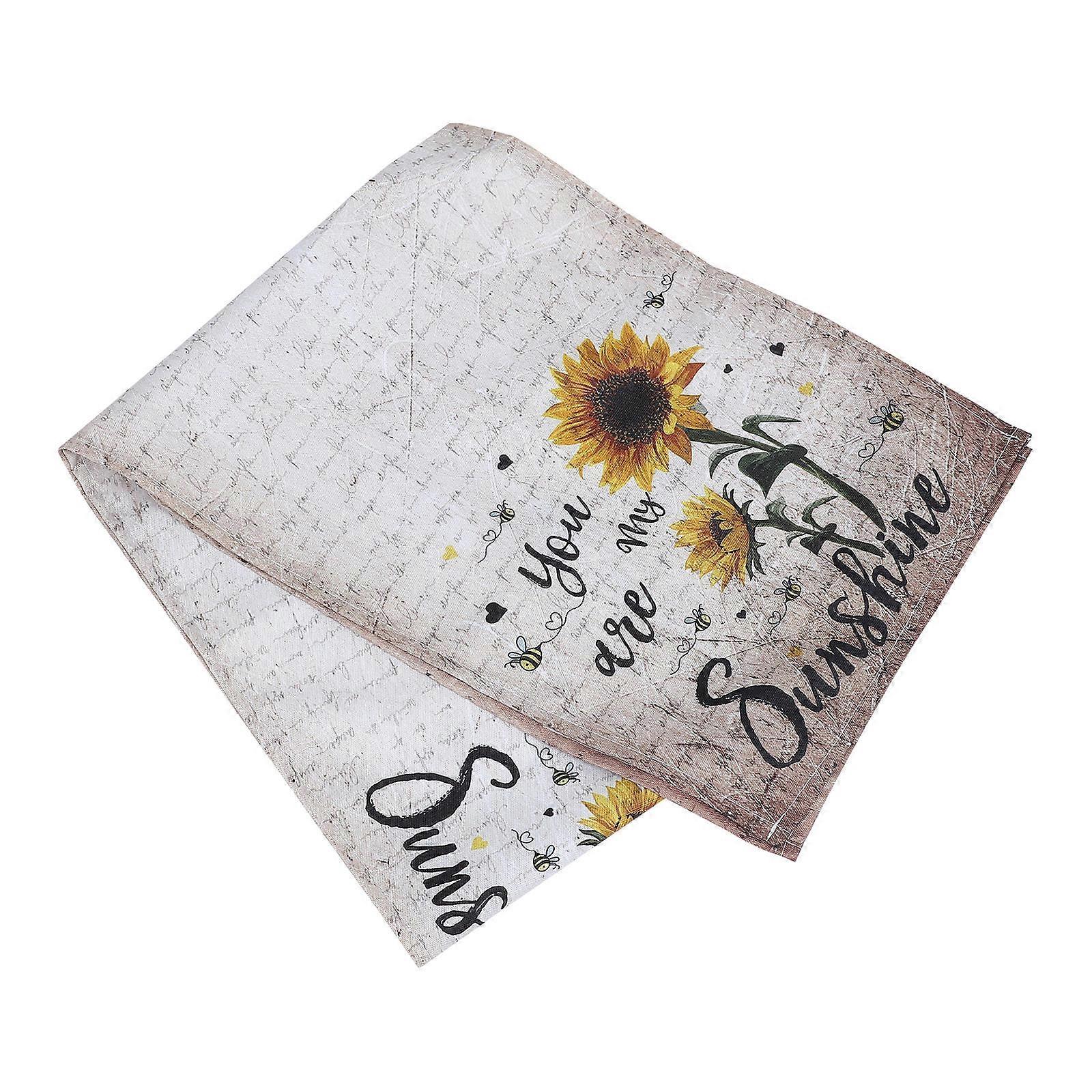 Delicate Table Runner for Decor 3Pcs Beige Sunflower Dining Tablecloth