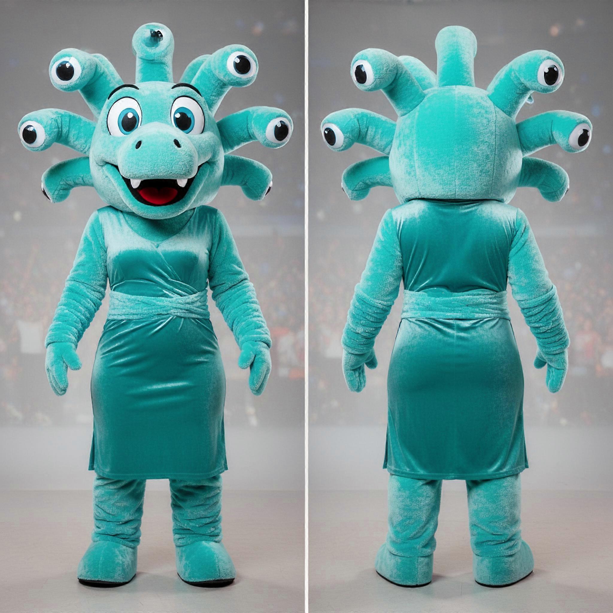 MASTICOT Turquoise Plush Multi Headed Hydra Mascot
