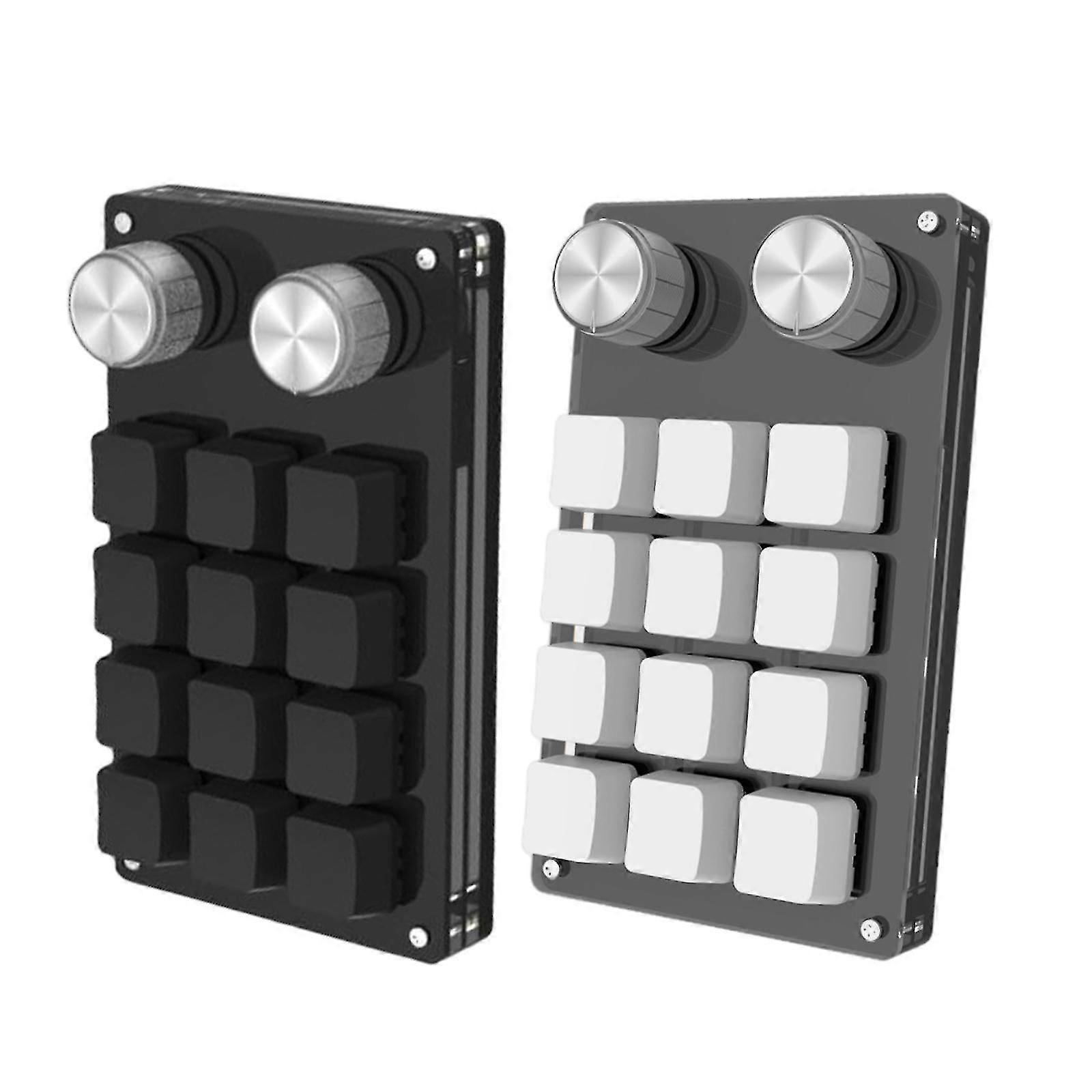 Mini 12-Key USB Programmable Mechanical Keyboard Keypad with 2 Knobs for Compute