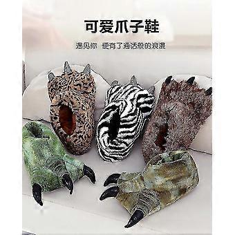 Plüsch Hausschuhe, Dinosaurier Füße Warme Schuhe, Super Soft Samt Cartoon Klaue Schuhe Eltern-Kind Gepolsterte bequeme Plüsch Baumwollpantoffeln