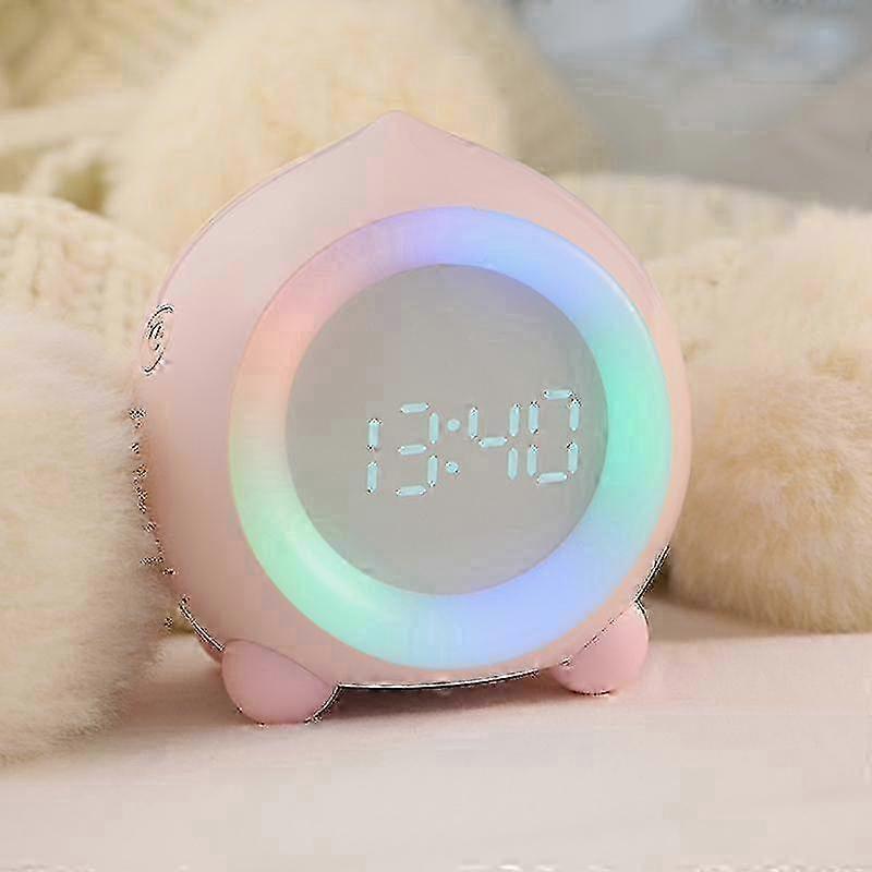Smart Alarm Clock with LED Wake-up Light, Digital Display, Nap Timer Function, Color: Pink