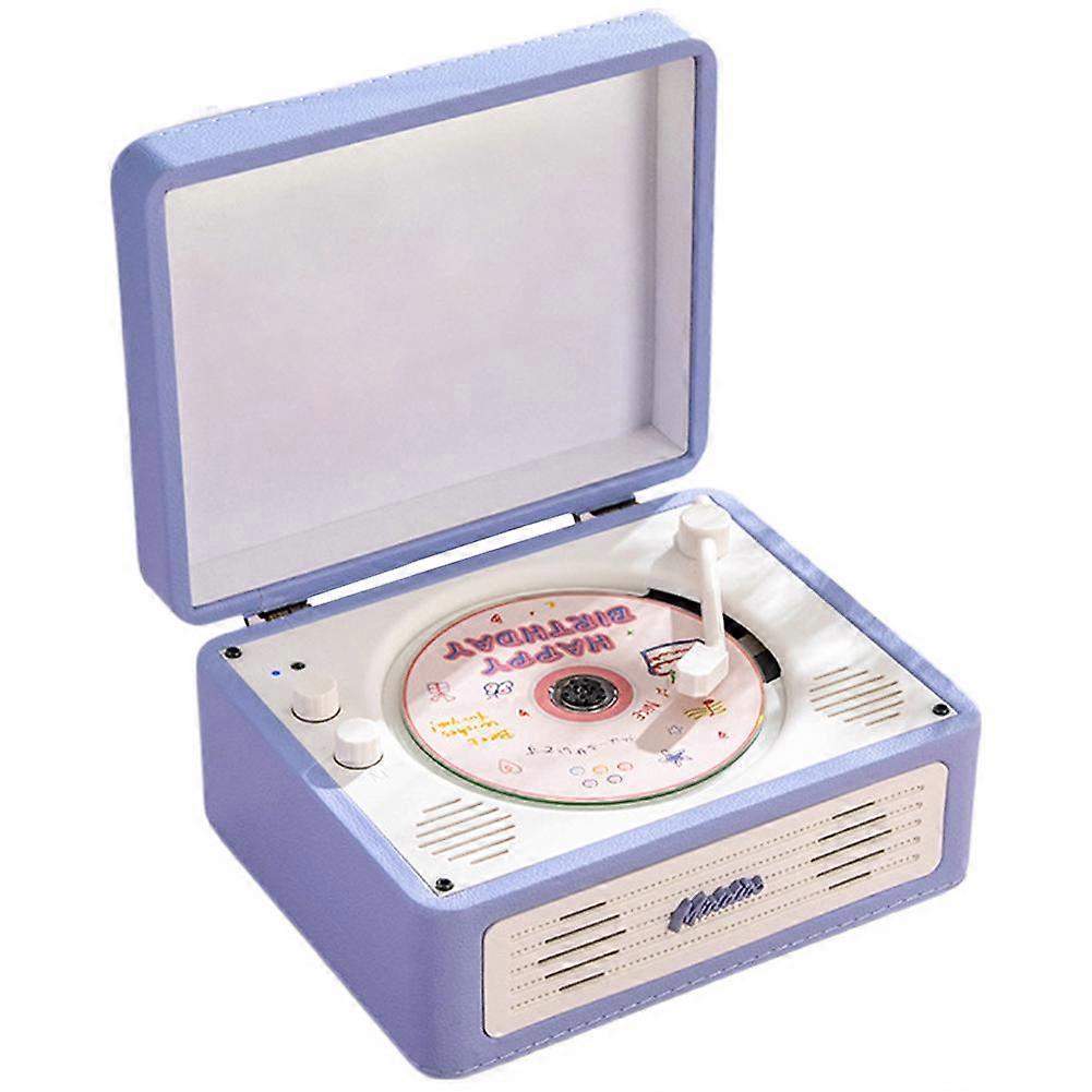 Retro Cd Player Bluetooth Speaker Portable Rechargeable Leather Compact