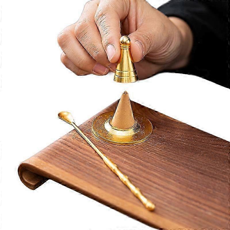 Brass Ancient Tower Incense Burner Set