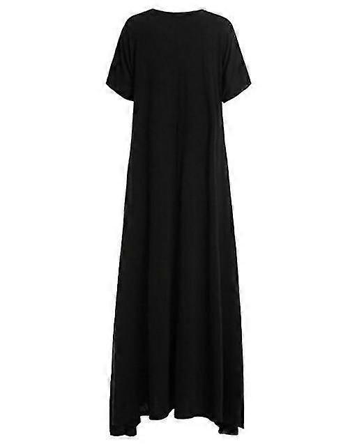 Solid Round Half Sleeve Maxi Dress