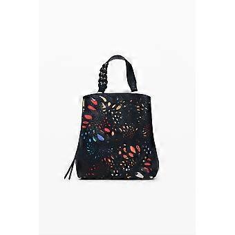 Desigual Notus Print Sumi Perforated Black Colourful Backpack 26WAKP25