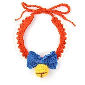 Knitting Pet Collars Cute Bow Bell Shape Knitted Scarf Handmade Dog Cat Collar Crochet Tie Adjustable Necklace Accessories