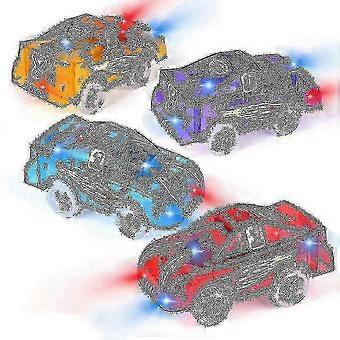 4 Pack Replacement Track Cars Light Up Toy Racing Cars With 5 Led Flashing,L