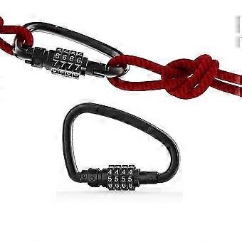 Looped Bike Security Cable Combination Lock, 4-Digit Heavy Duty Carabiner Clip, D-Shaped Code Lock